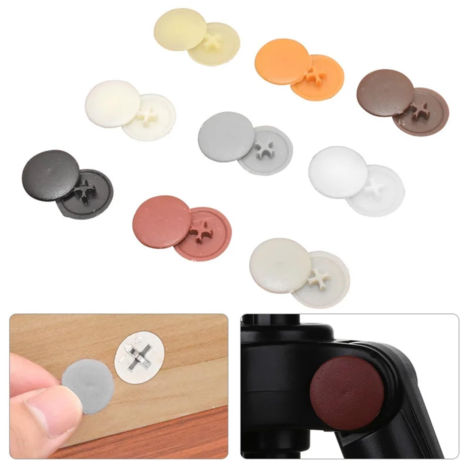 Plastikowe zaślepki na śruby zawiasach | Wielokolorowe 17mm 200szt. Plastikowe zaślepki na śruby na zawiasach do mebli samochodowych(D)