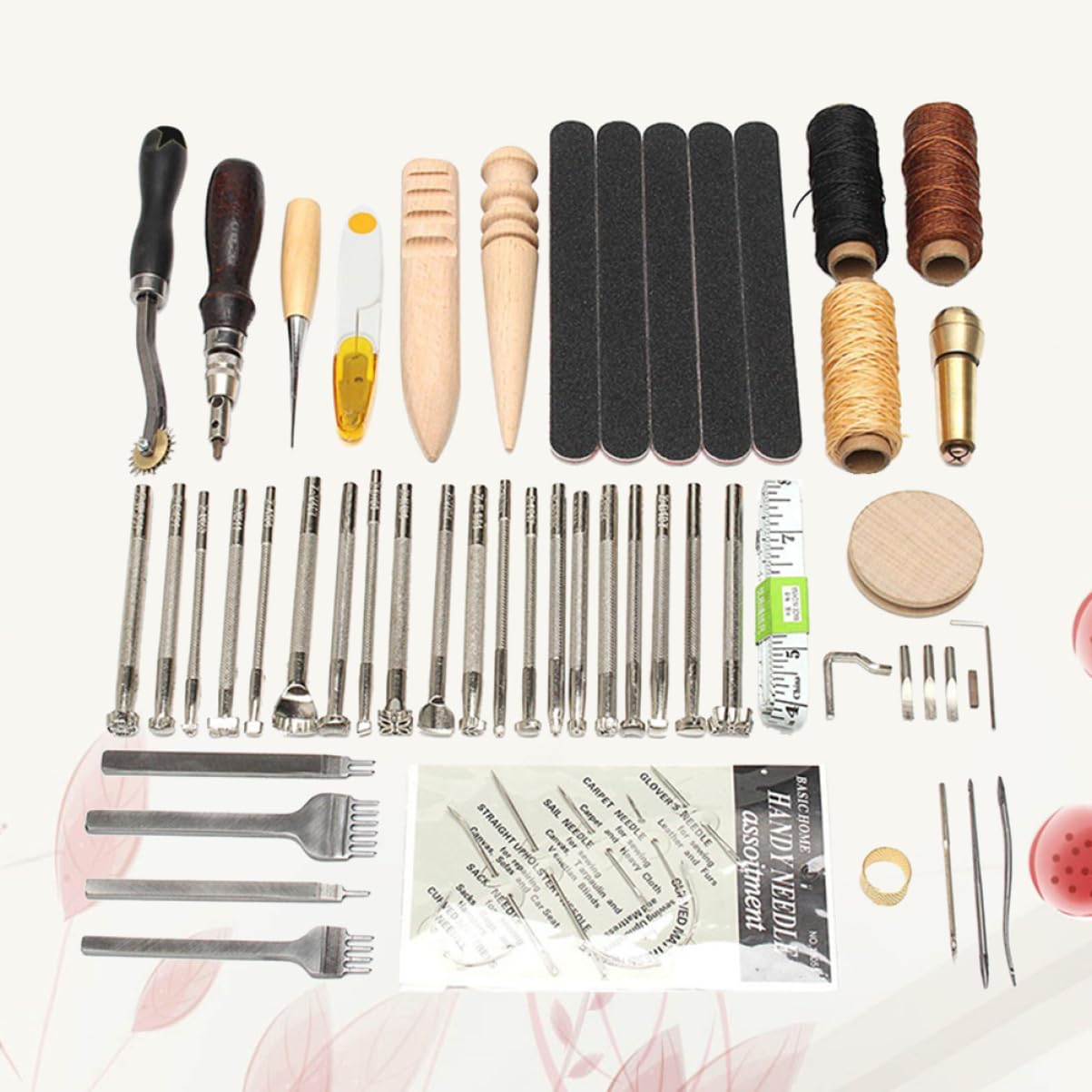 VILLCASE kits de herramientas de artesanía de cuero kit de fabricación de cuero caja de herramientas costureros completos Materiales de costura kit de accesorios de costura