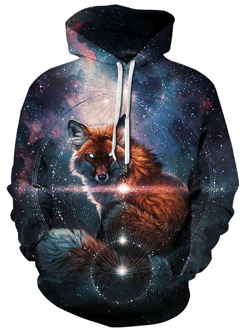 BarbedRoseMen's Realistic 3D Print Wolf Pullover Hooded Sweatshirt Hoodies