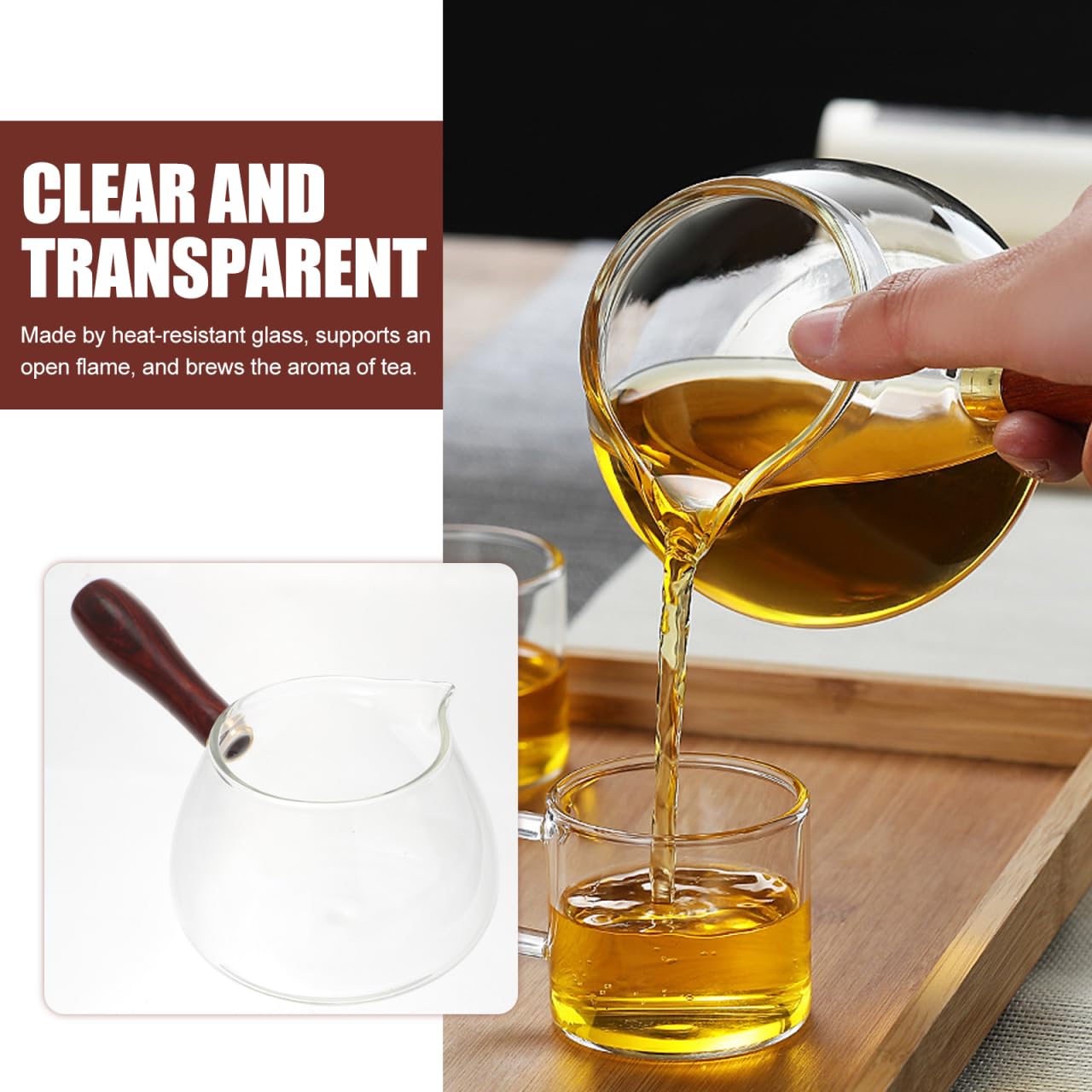 BESPORTBLE Cha Hai - Jarra de cristal para Gong Fu Cha – Té elegante para disfrutar del té perfecto – Ideal para amantes del té y eventos elegantes del té