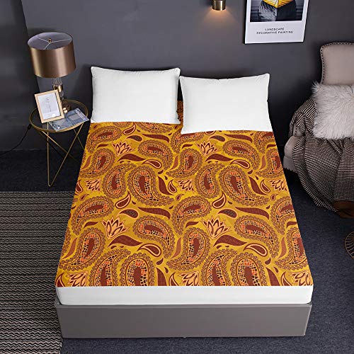 Drap housse 160x200 chicw1 jaune boho en microfibre bonnet 30 cm