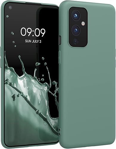 kwmobile Funda compatible con OnePlus 9 (versión EUNA) - Funda protectora de silicona TPU suave y delgada - Verde bosque