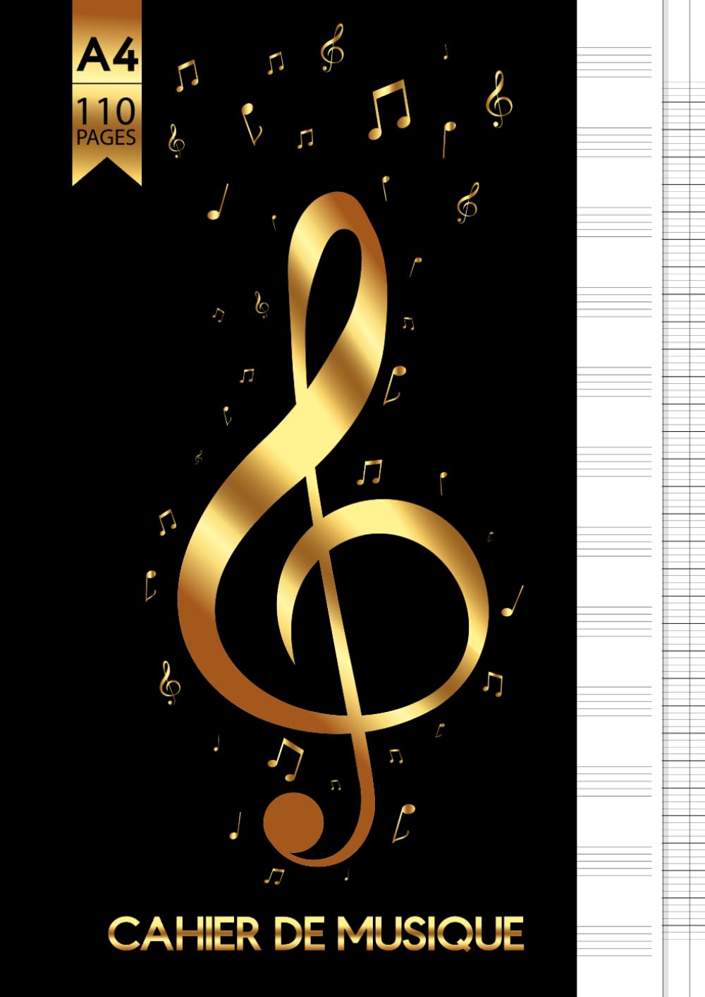 Cahier de Musique: Carnet de Musique et Chant A4 , Composition de Chansons Avec Portée et Carreaux Séyès 12 Portées Grand Format Pour Enfant et Adultes, Débutants et Professionnels, Piano, Guitare...