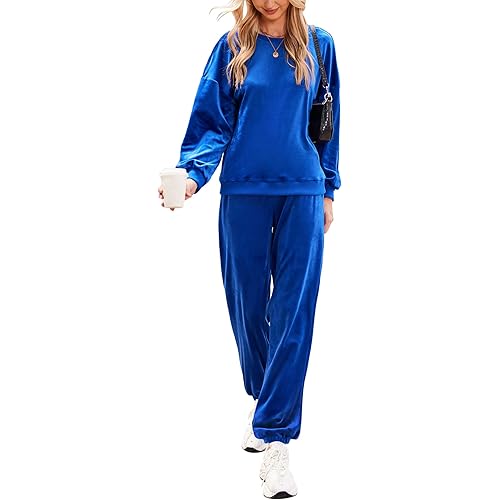 Beyove Women Velour Sweatsuits 2 Piece Tracksuit Sets with Pockets Sweatshirt & Sweatpants Leisure Jogger Outfits S-XXL