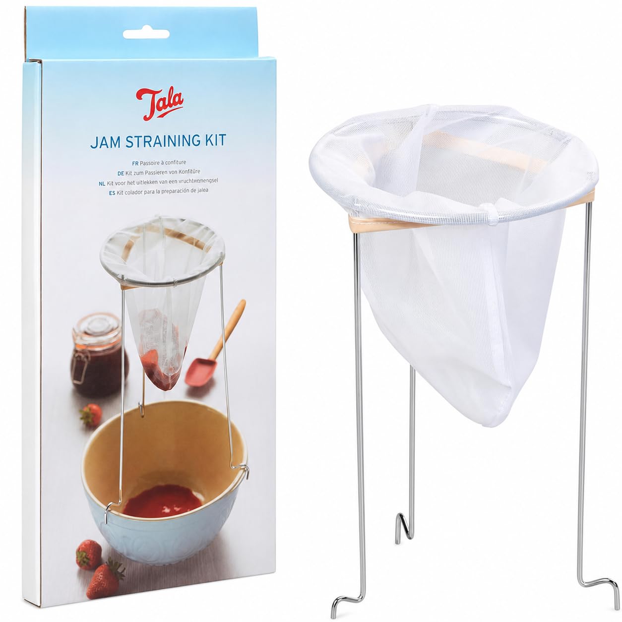 Jam Straining Kit with Stand & Reusable Fine Mesh Straining Bag, Jam Jelly and Preserve Making Set, Fruit Pulp Strainer for Homemade Jams, Chutneys, Cordials and Jellies