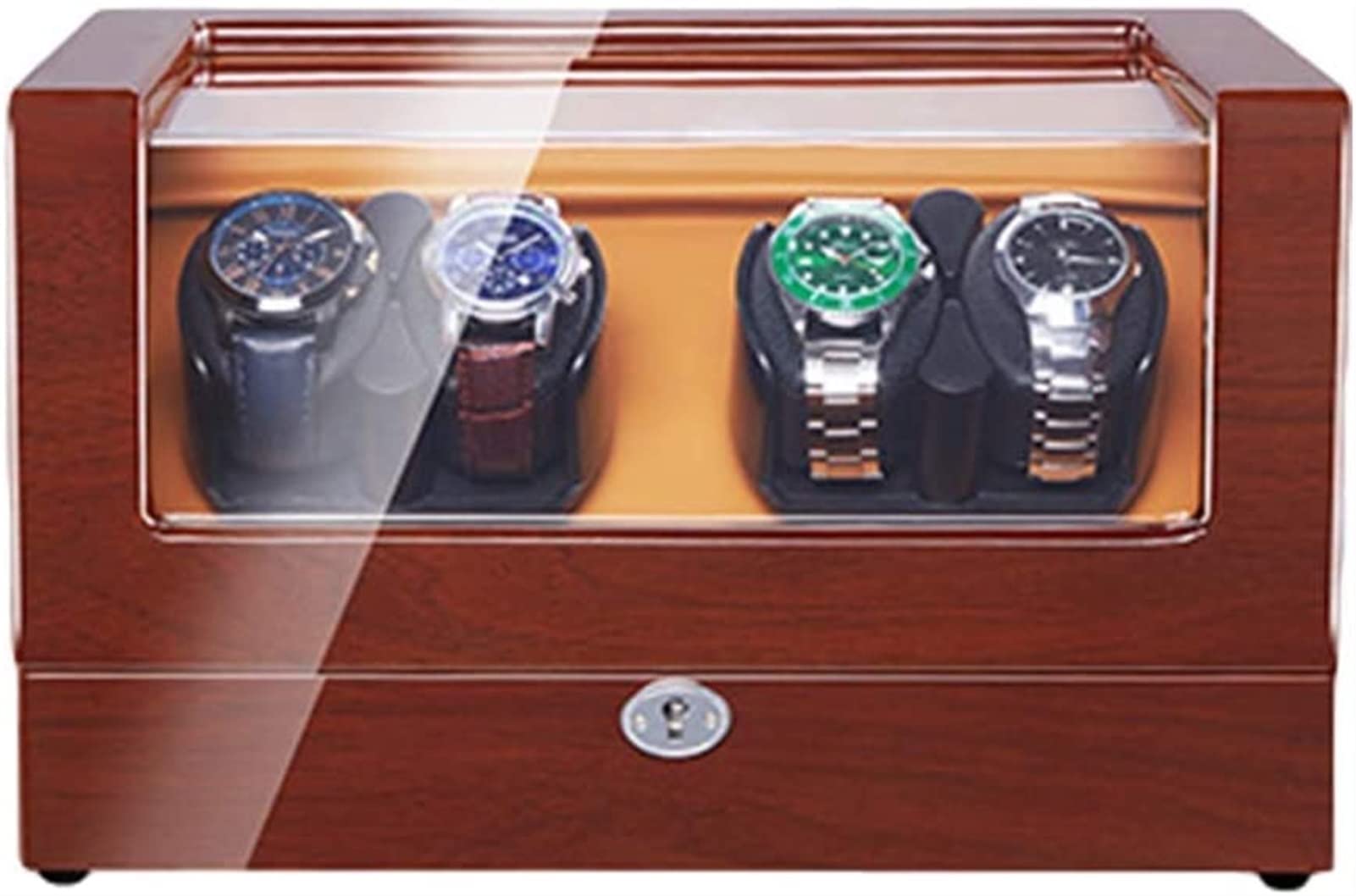 CGCSYZ Automatic Watch Winder 4 Flexible Watch Pillow LED Illumination Piano Paint Exterior Dual Power Supply Quiet Motor Accessories