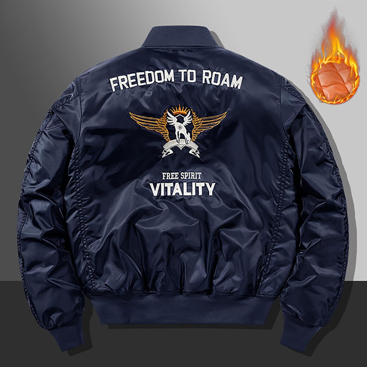 BININBOX Chaqueta de Aviador para Hombre Cazadora Bomber con Cuello Alzado Chaqueta de Otoño e Invierno