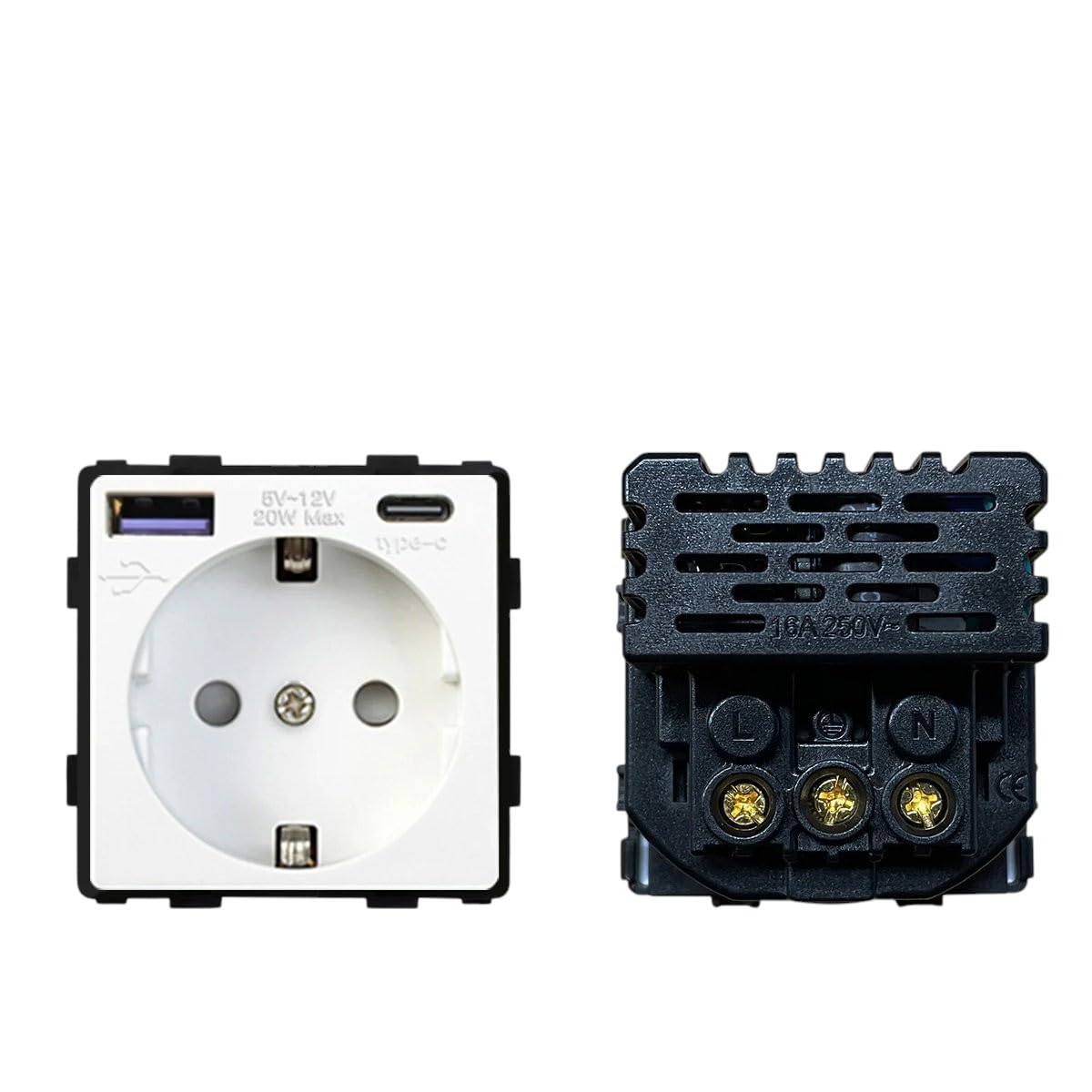 20W Pd Typec Plug EU Standard 1 2 3Gang Smart Switches Function Part Touch Glass Front Panel EU