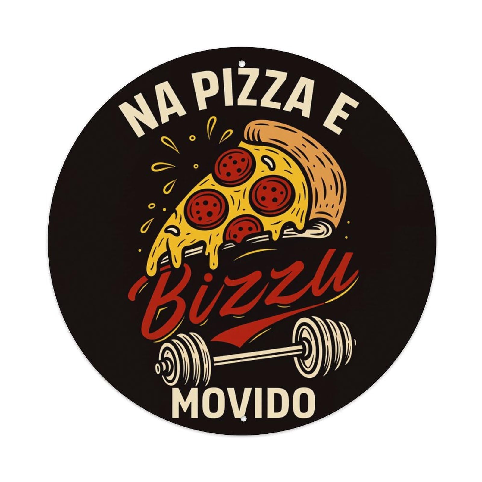 Pizza Slice Dumbbell Text Art Metal Tin Sign Vintage Garden Bedroom Cafe Bar Man Cave Home Wall Decor Metal Poster 8x8 inches