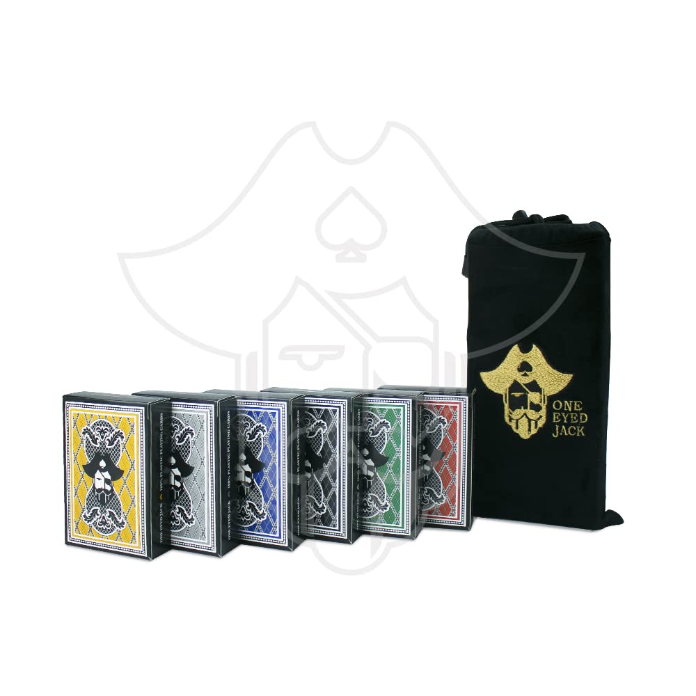 One Eyed Jack Premium Plastic Playing Cards Set (6 Packs) - Red