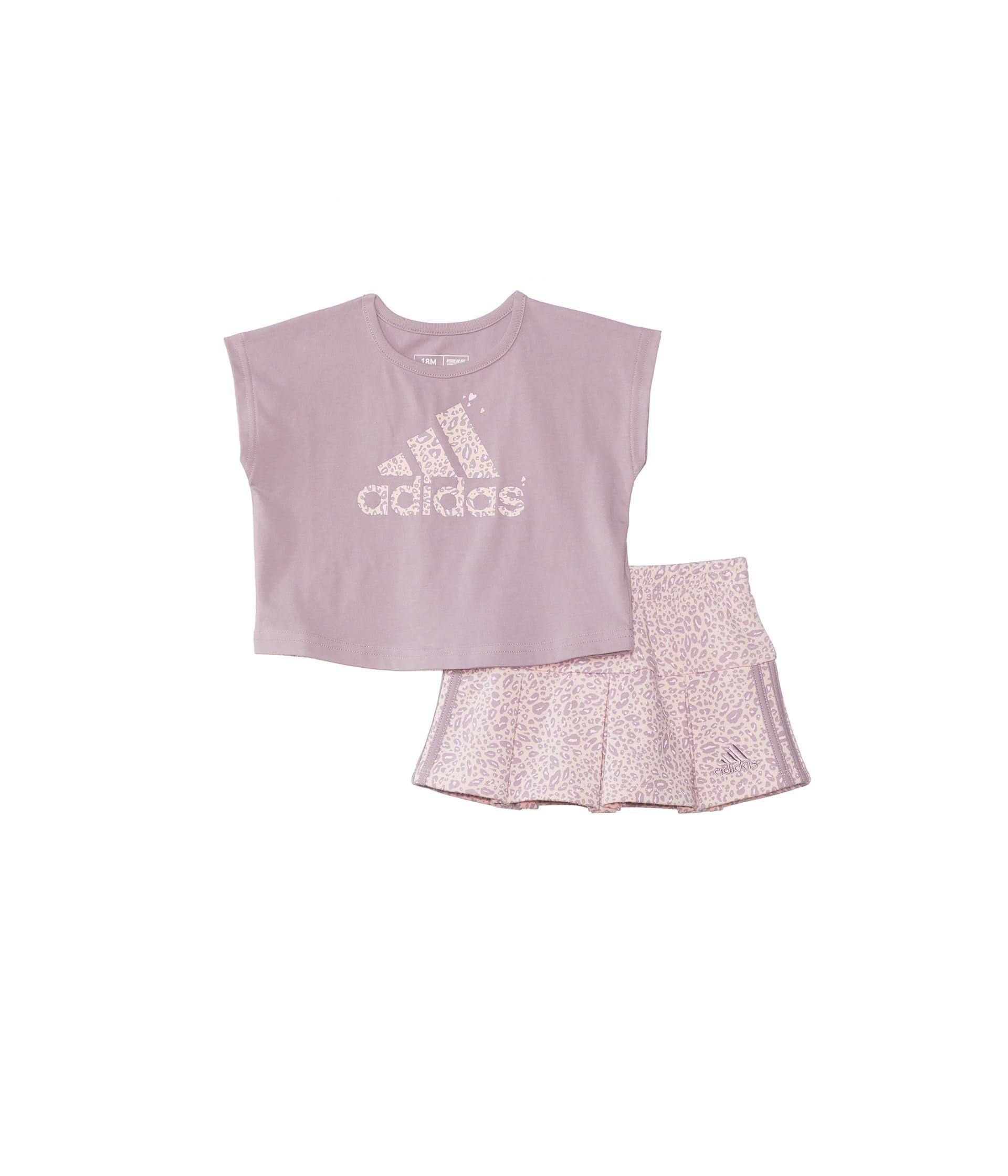 adidas Baby Girl's 2 Piece Ruffle Skort & T-Shirt Skirt Set, Preloved Fig Light Purple