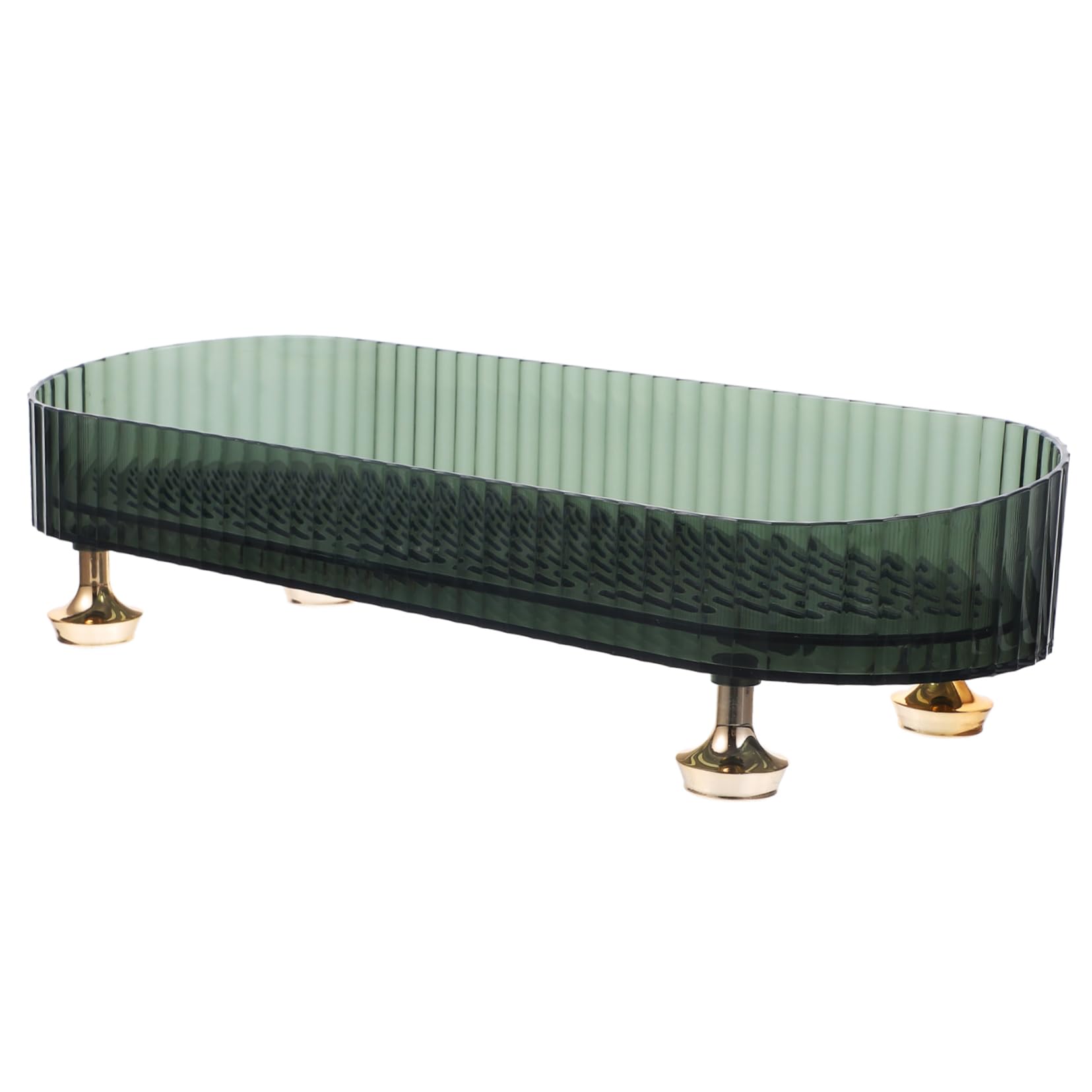 MUCKLILY Soap Holder Self Draining Tray for Bathroom Countertop Storage Transparent Toiletries Organizer for Soap Toothbrushes and Cosmetics Design