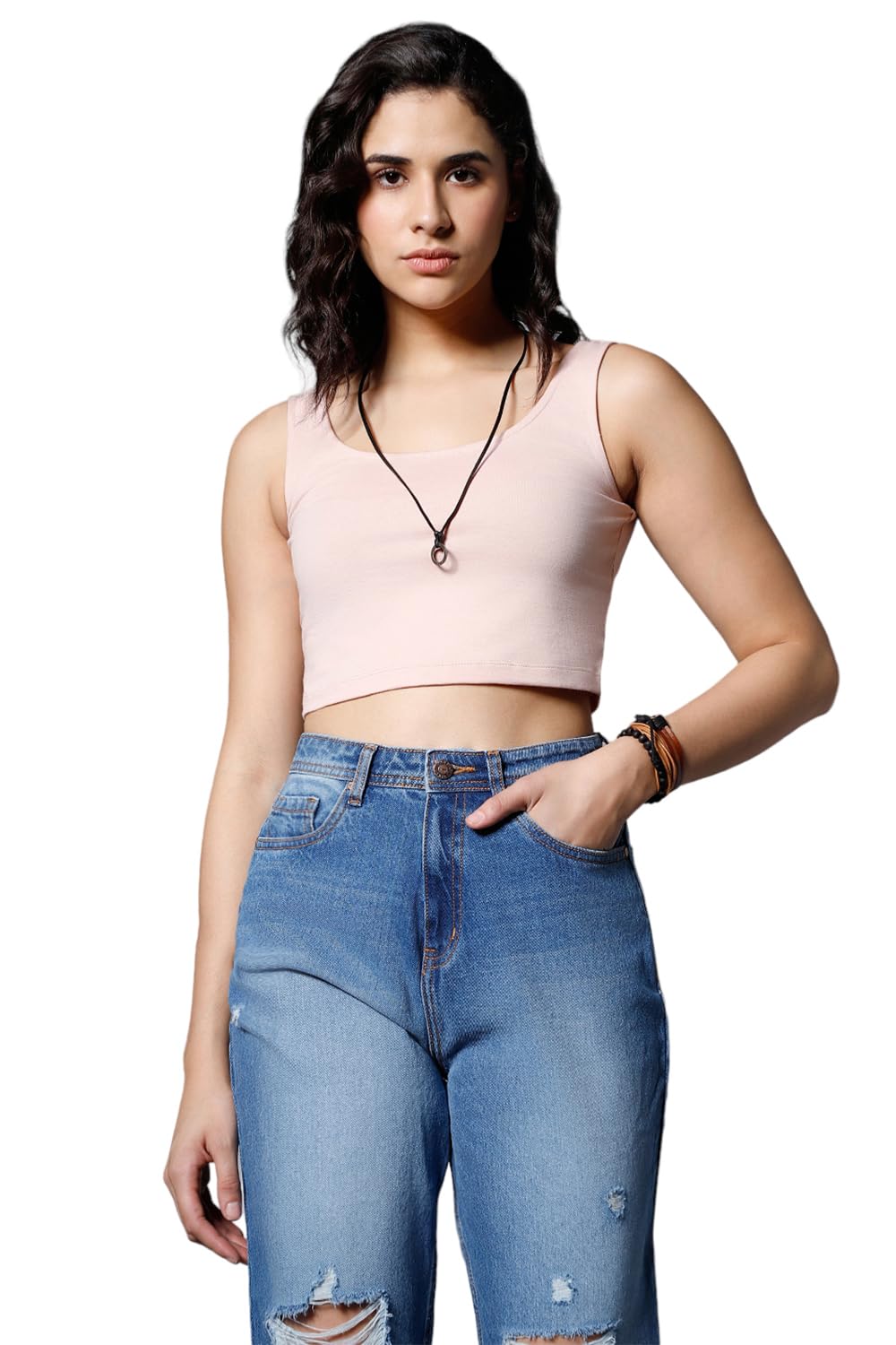 Women's Round Neck Fitted Crop Top