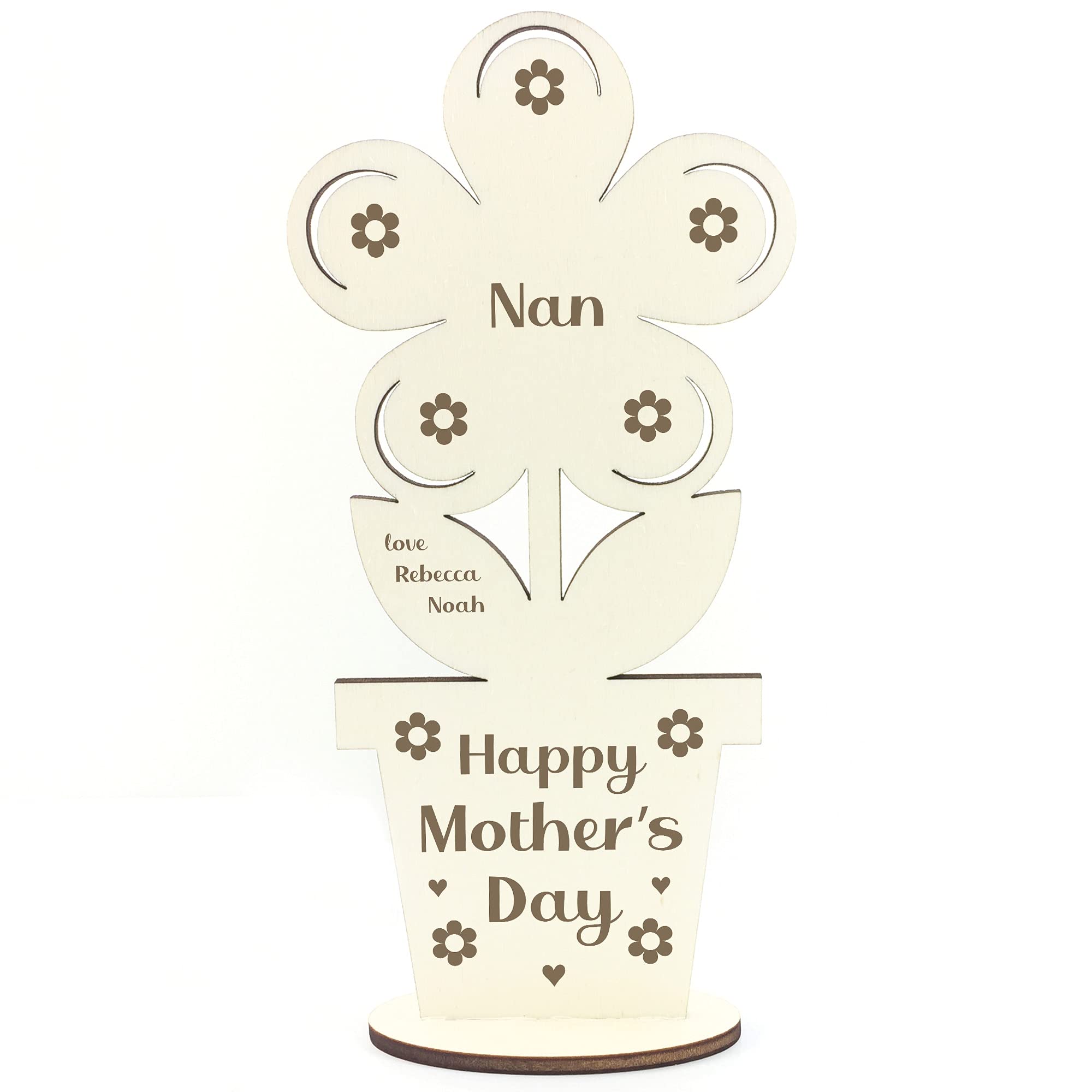 Personalised Gift For Nan On Mothers Day Wooden Flower Grandparent Gifts