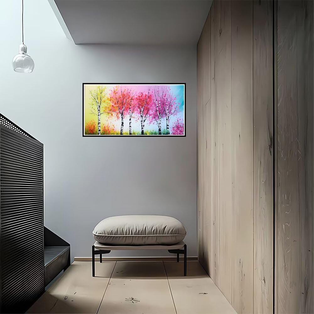 5D DIY Diamond Painting Kit Completo, betulla argentata Diamantini Strass Ricamo a Punto per Adulti Bambini Decorazione Casa, Kit per Pittura Diamante Mosaico Fai Da Te, per Decor Casa 50x100cm S-11