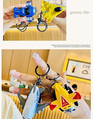 Sunfans Men Boys Creative Cool Mini Airplane Telescope Fighter Aircraft Model Keychain Key Ring, Military Aircraft Funs Collection Birthday New Year Keyrings Bag Decoration Pendant -Green #TOP3