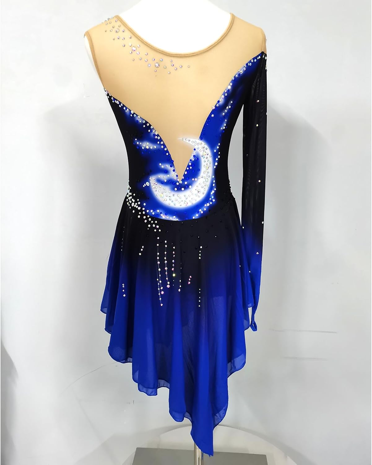 Girls' Royal Blue Figure Skating Dress Shiny Professional Customized Competition Costume