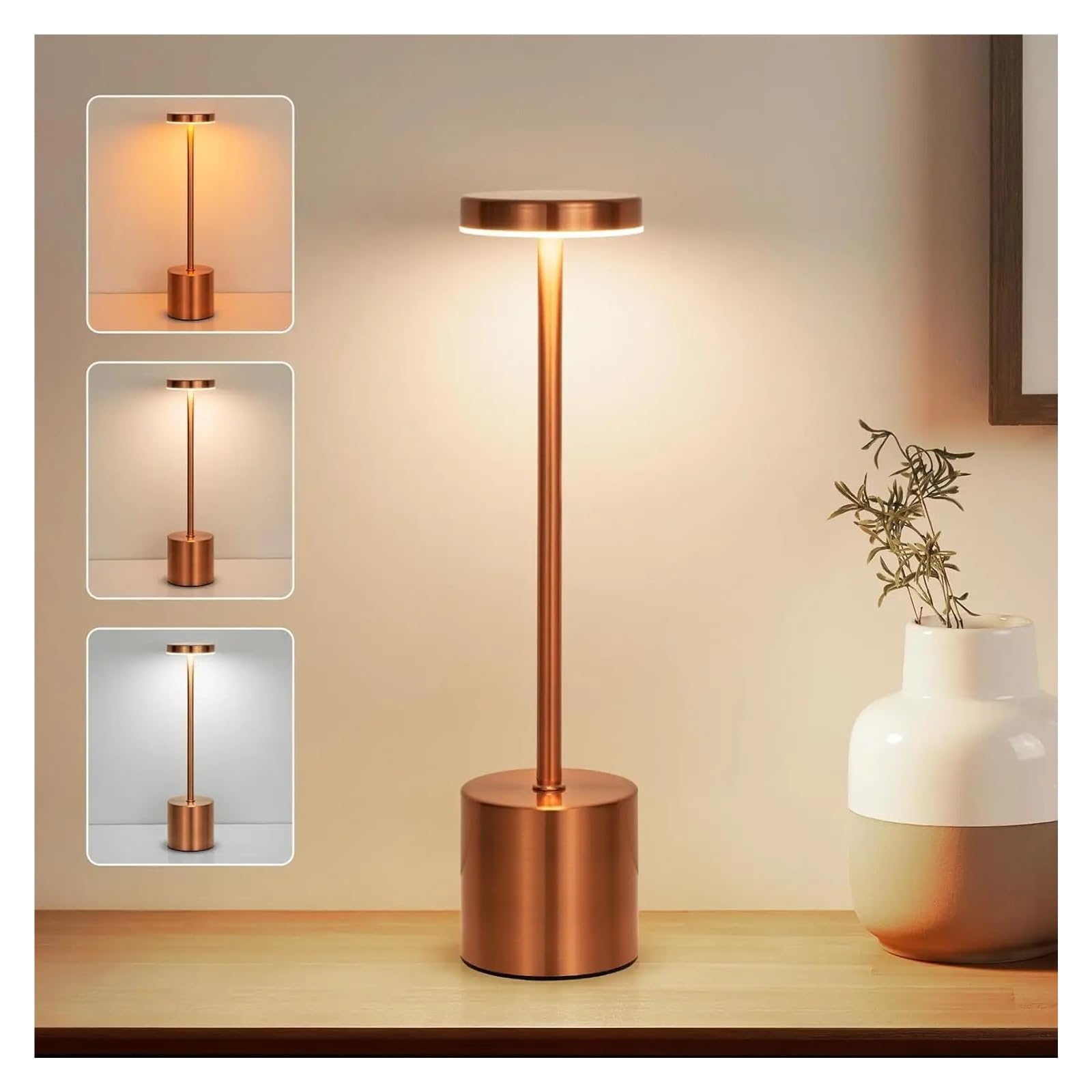 Lámpara LED de mesa con Sensor táctil, luz nocturna recargable de escritorio, lámpara de lectura for restaurante, Hotel, Bar, dormitorio, decoración