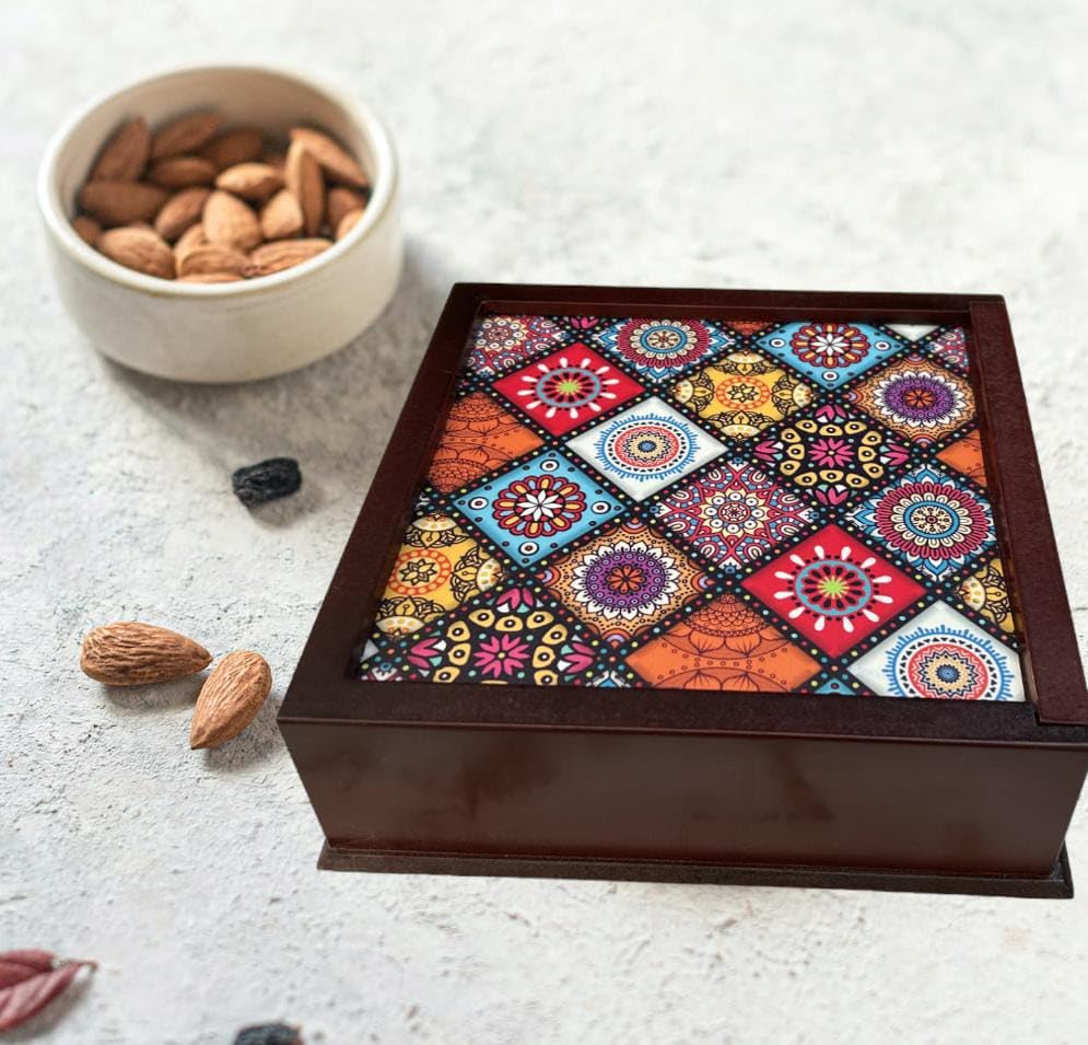 Angira handicrafts wooden Dry fruit box Multipurpose 4 Section Handcrafted Large Size Square Dry Fruit Box for Diwali Gift, Food Storage, Spice Box AHS-DB0150 (B0CS9H9RX6) Amazon Price History, Amazon Price Tracker