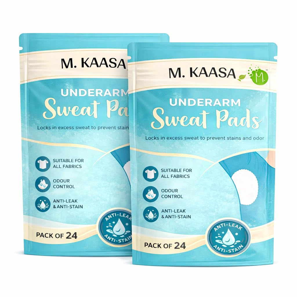 (PACK 02) Disposable Underarm Sweat Pads for Men & Women I Thin Adhesive Garment Protectors | Sweat & Odor Control | Stain Protection | Soft, Breathable & Invisible Underarm Shields (48 pcs)