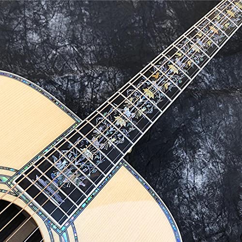 KEPOHK Guitare acoustique incrustée d’ormeau de luxe en bois massif - Les Beatles, Paul McCartney, John Lennon, RIngo Starr, George Harrison KEPOHK Guitare acoustique incrustée d'ormeau de luxe en bois massif – Image 5