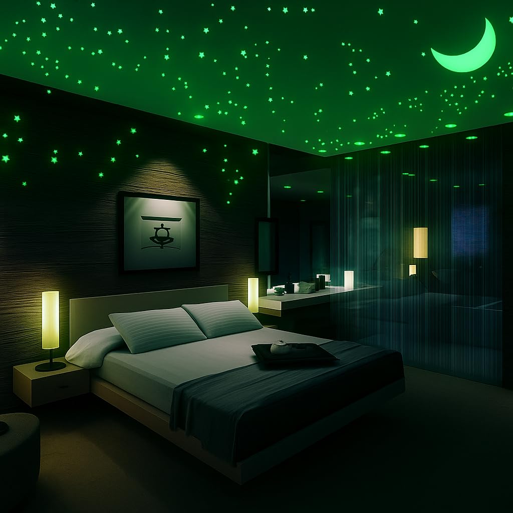 DreamKraft Glow in The Dark Wall Stickers, Starry Night, 30cm x 24cm | Vinyl, Pack of 422 Neon Stickers, For Kids Room, Bedroom & Ceiling Decoration-image-18