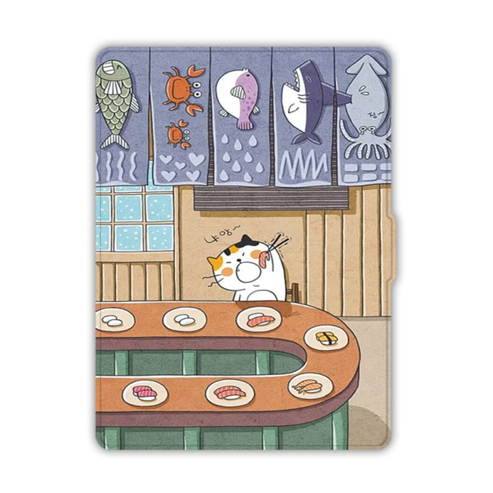 Custodia Protettiva Slimshell per Tutti i Nuovi Kindle 6 Pollici (11a Generazione, Versione 2022), Non Si Adatta a Kindle Paperwhite e Kindle 2019, Anime astratte Pesce e Gatto