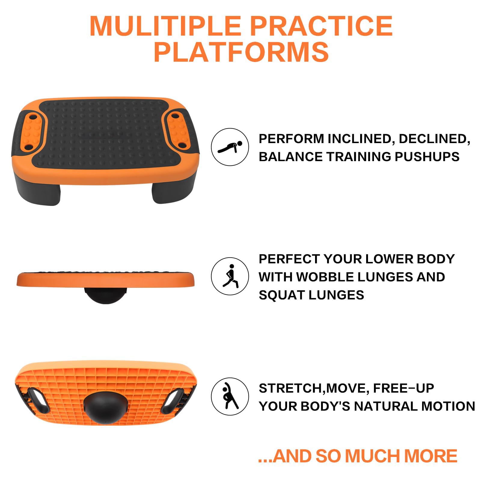 Slant Board Stepper, piattaforma di equilibrio regolabile con superficie antiscivolo, elevata capacità di carico per la forza del core, squat, esercizi a gradini, regolazione a tre strati