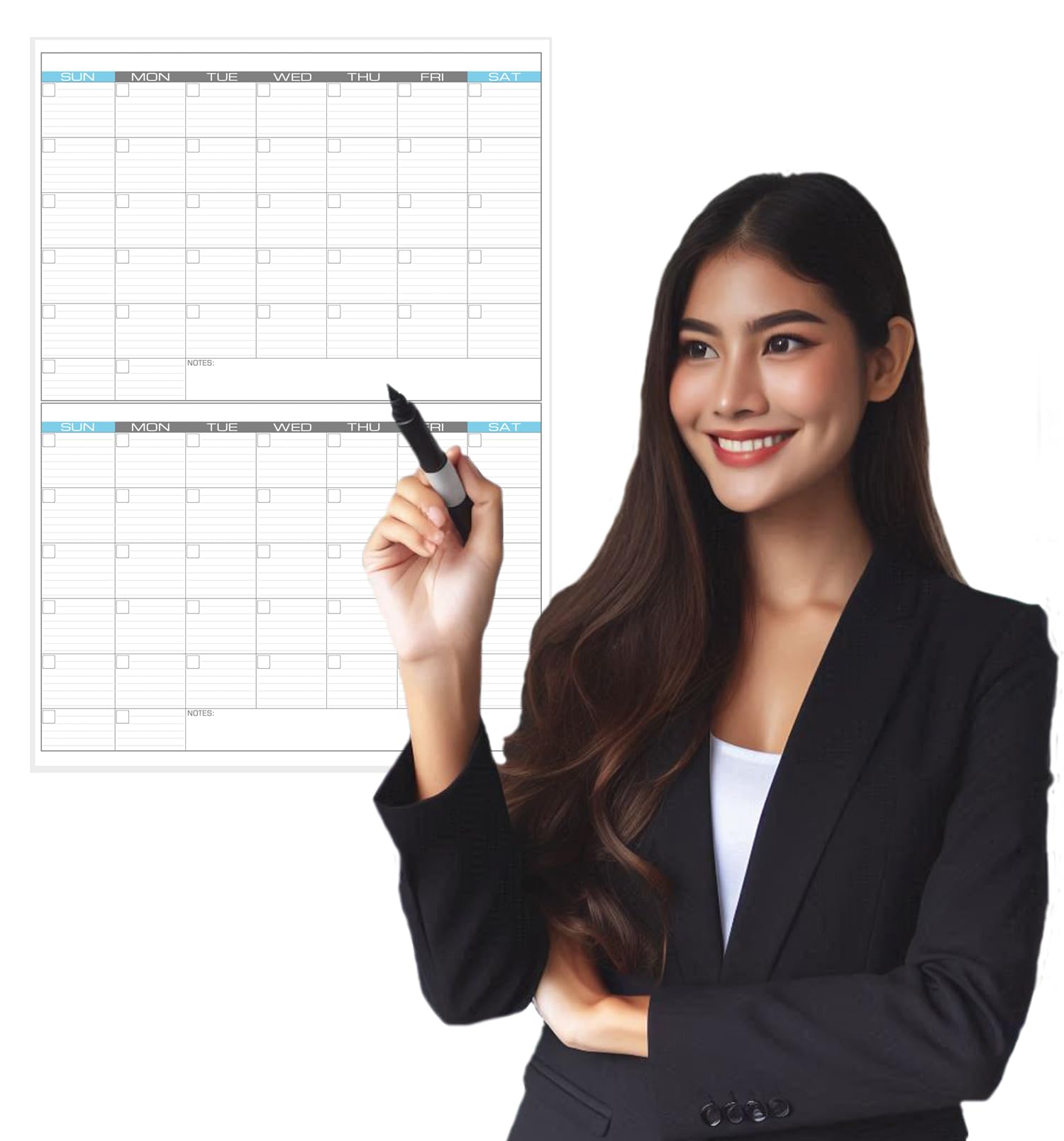 JJH PlannersLaminated Blank - 24" x 17" - Medium - Erasable 2 Month Vertical Wall Planner (2Mv-24x17)