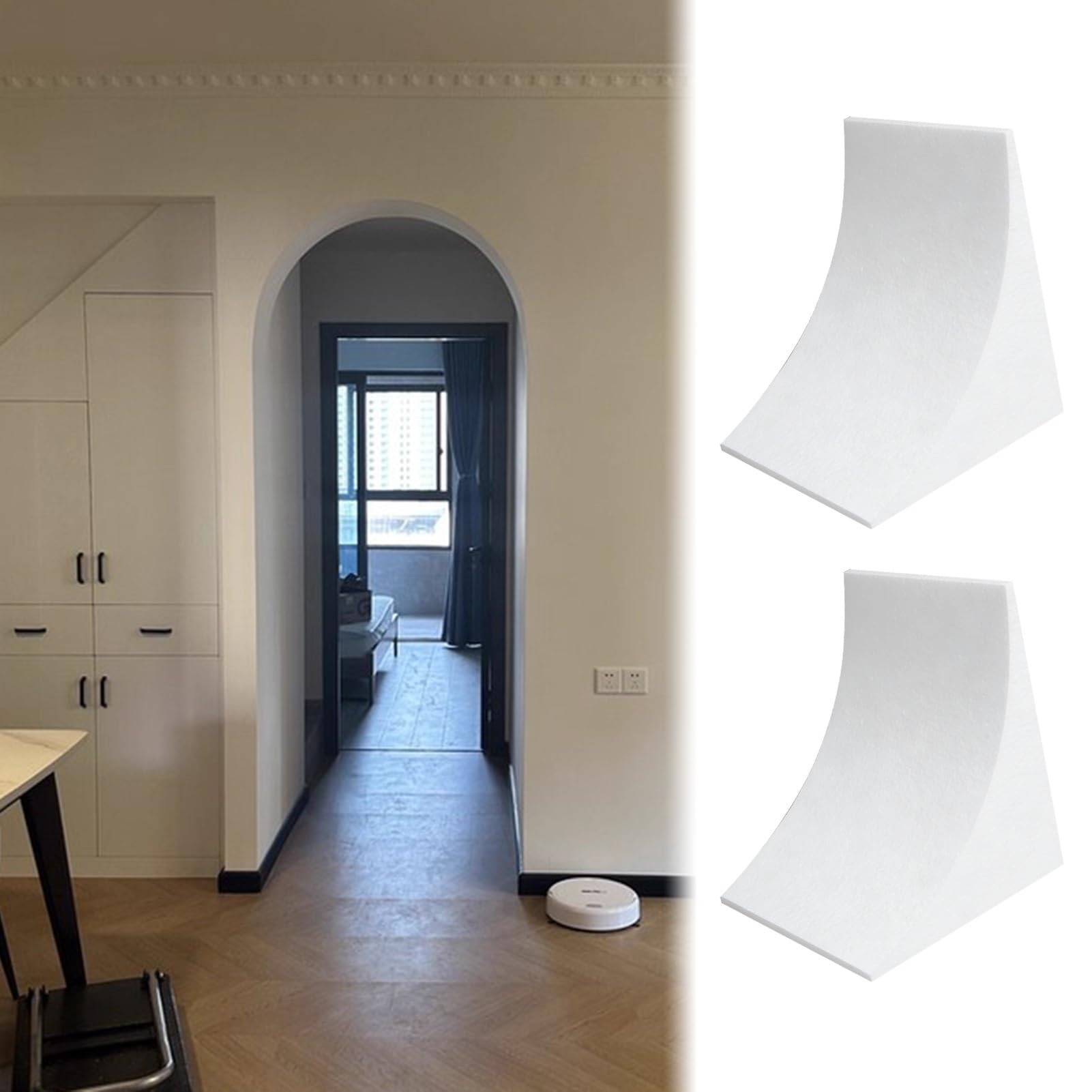 Kit de molduras de arco de puerta, inserto de arco semicircular para decoración de interiores, juego de molduras universales redondeadas para puerta