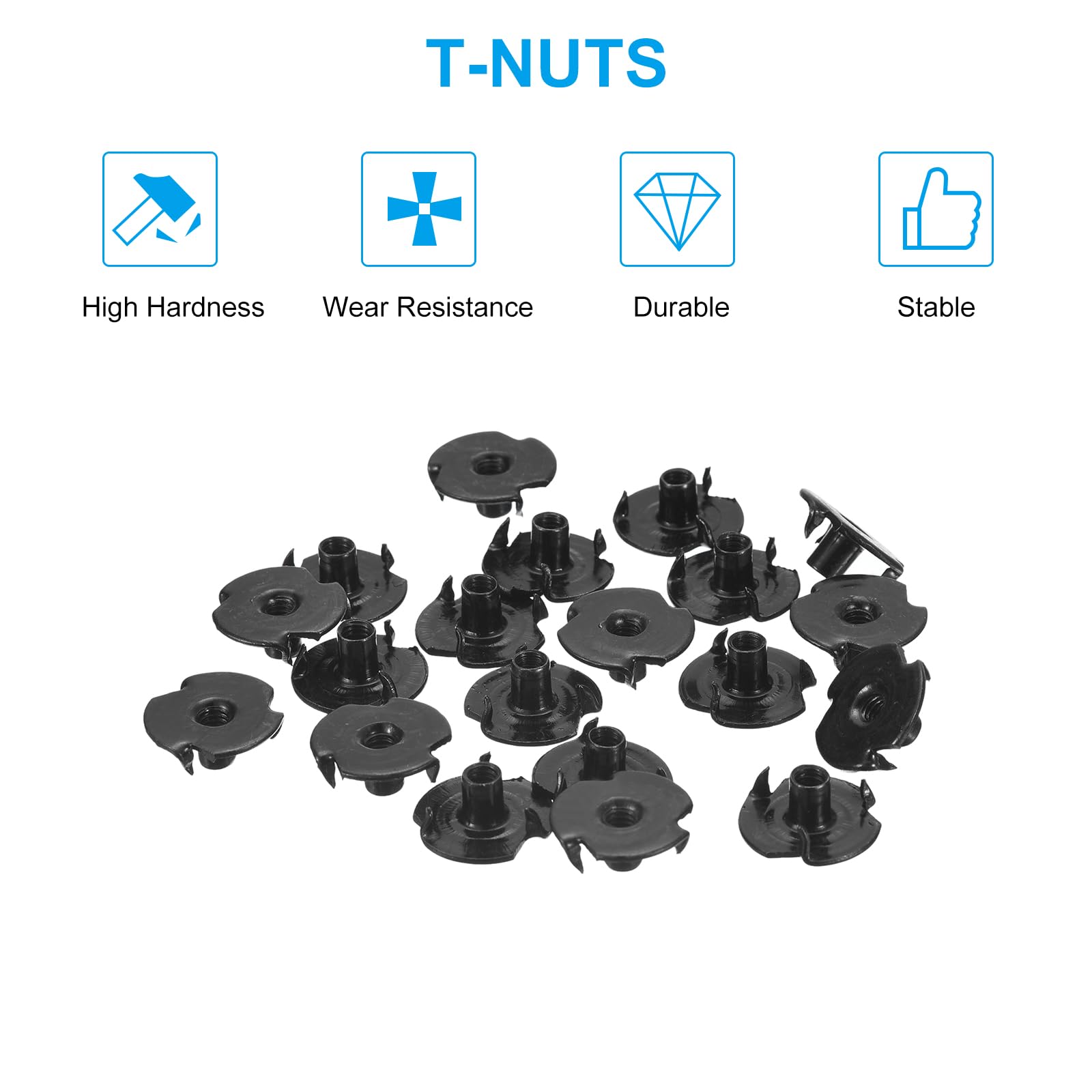 Zinc-Plated T-Nuts - 20 Pack for Woodworking & Climbing -4 Zinc-Plated T-Nuts - 20 Pack for Woodworking & Climbing -4