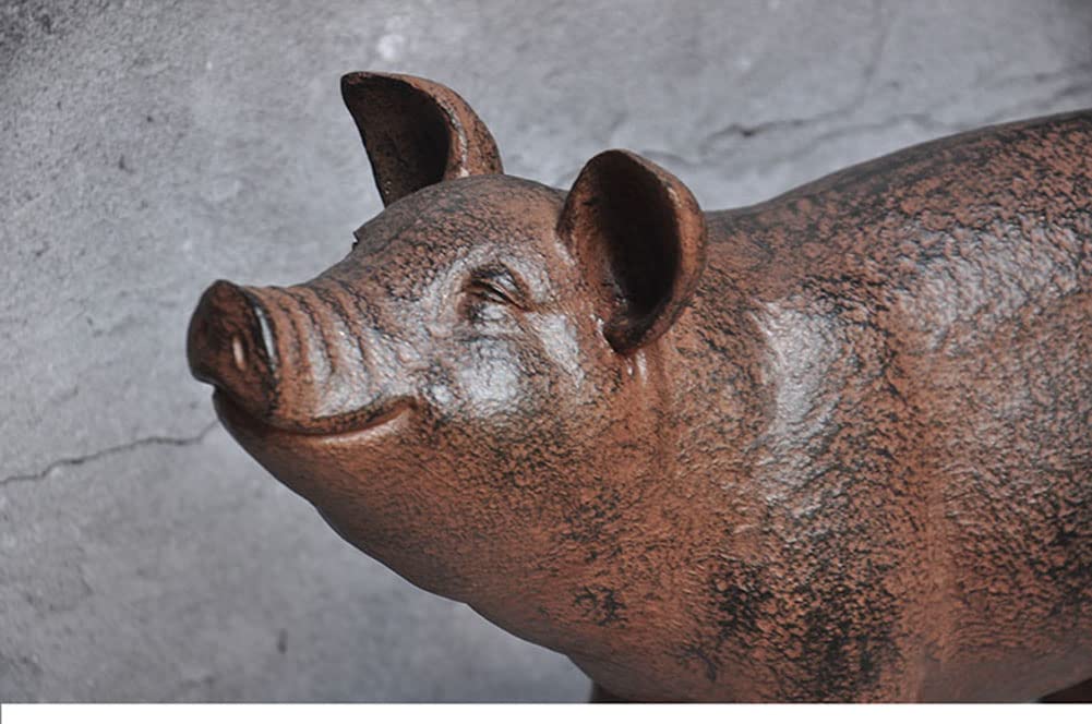 Amazon.co.jp: シミュレーション豚像彫刻、レトロな模造鉄樹脂工芸品