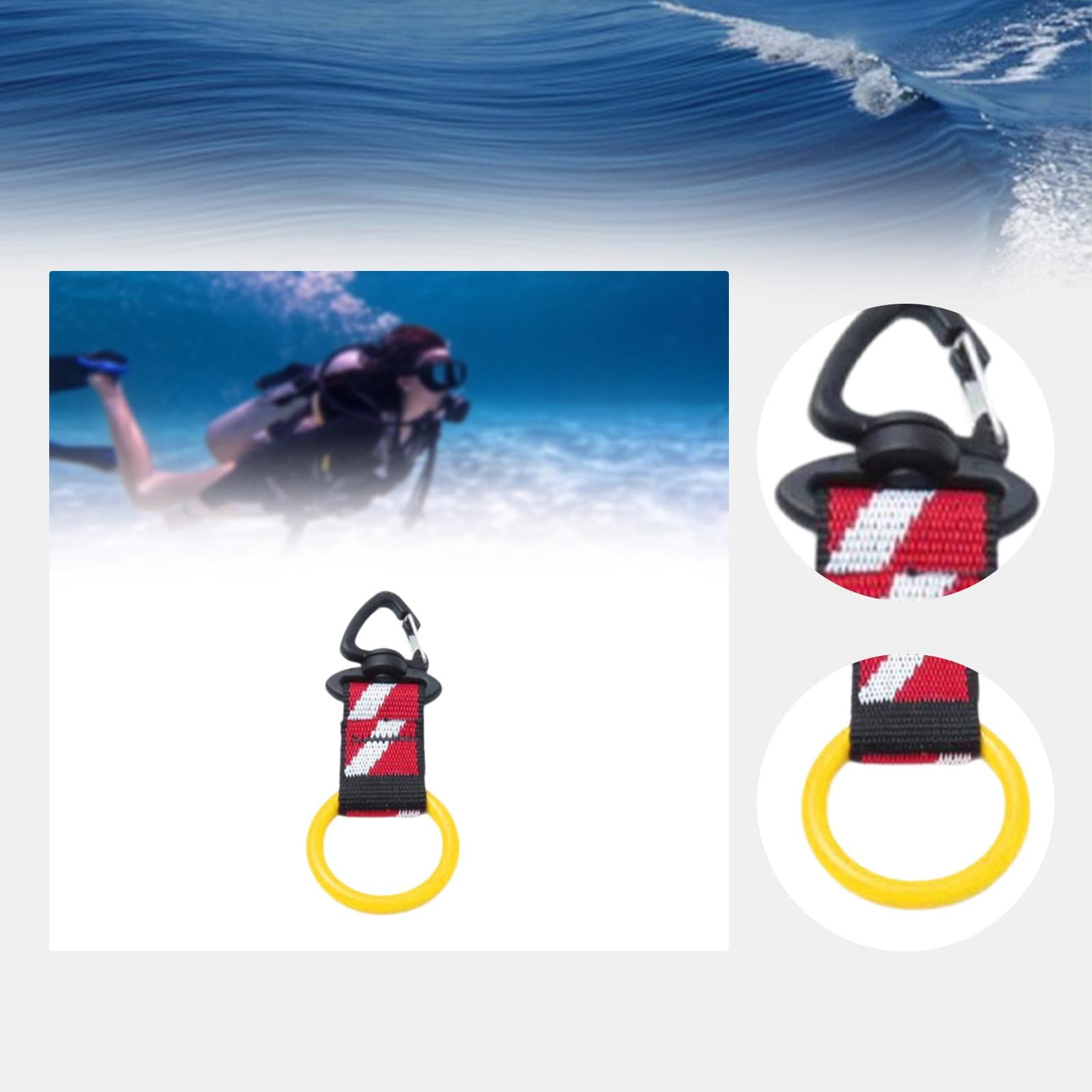 kowaku Scuba Mouthpiece Holder, Protection Retainer Equipment Mouthpiece Keeper for 2ND Stage for Diving Summer Water Sports, Flag Yellow Hoop