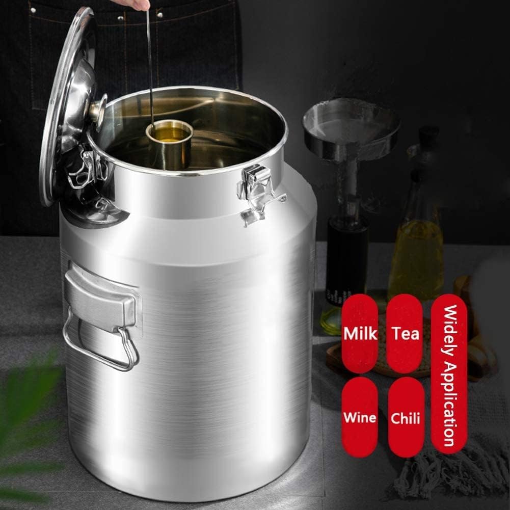 Cubo de transporte de leche de acero inoxidable, contenedor de almacenamiento de agua y vino de 9 litros con tapa hermética, recipiente de transporte de líquidos para leche, vino y agua