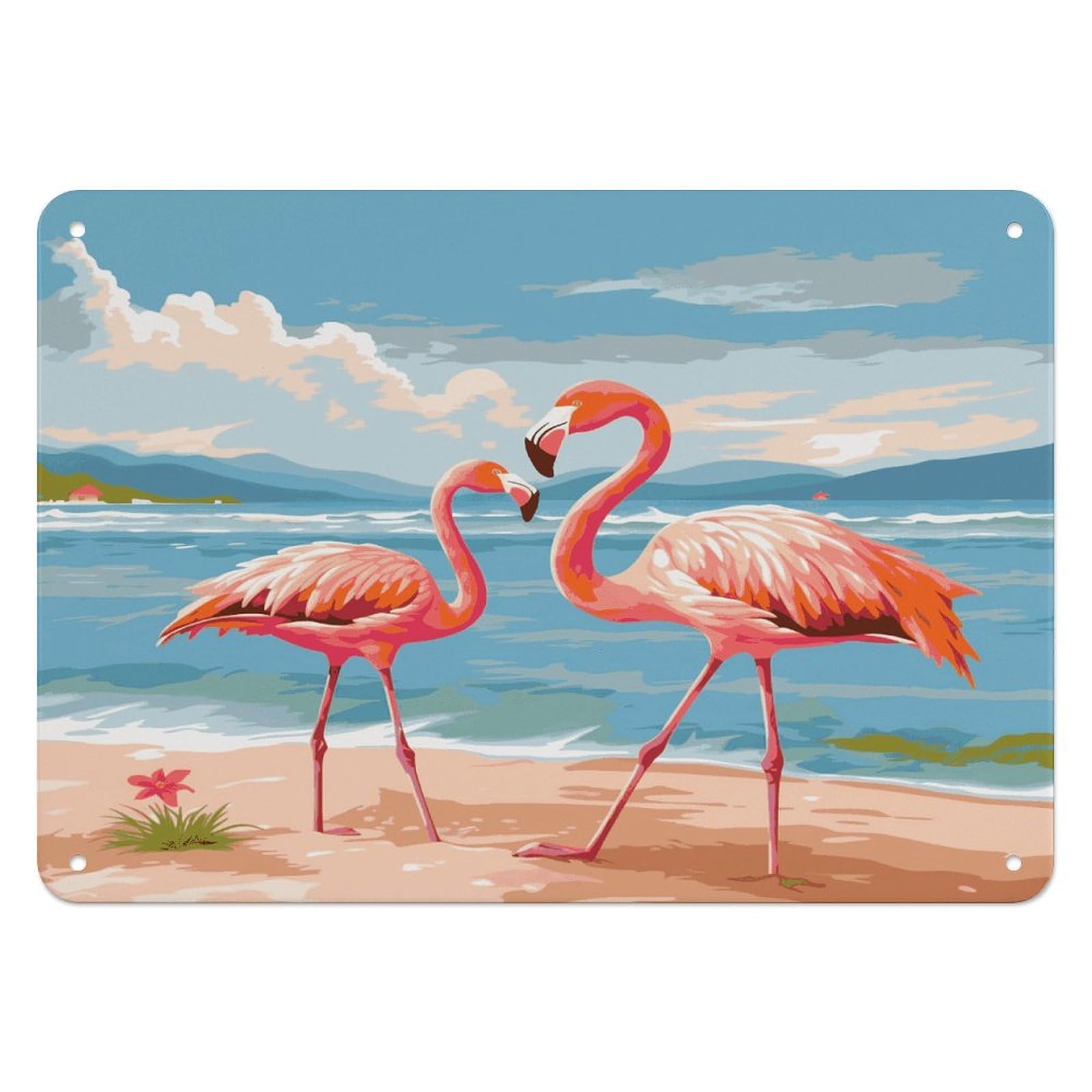 Fodpand Style Flamingo Beach Retro Vintage Metal Tin Sign,Wall Art Decor Garden Plaque Poster For Bedrooms Yard Bars Pubs Patios Porches 7.9X5.5 Inch