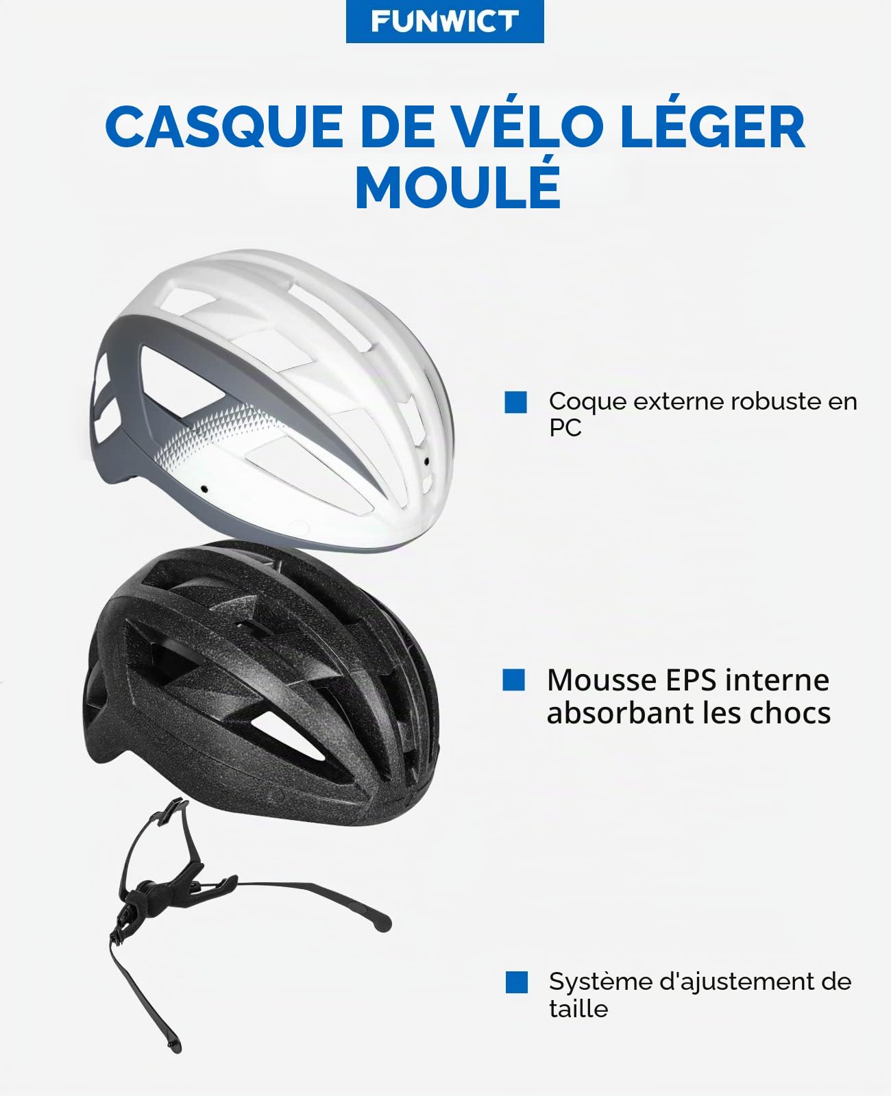 Casque Velo Homme Femme avec Visiere et Lunettes Détachables, Casque Vélo Casques VTT avec Feu Arrière à LED Rechargeable, Casque Cyclisme pour Adulte et Adolescent (M: 54-58 cm, Blanc Gris)