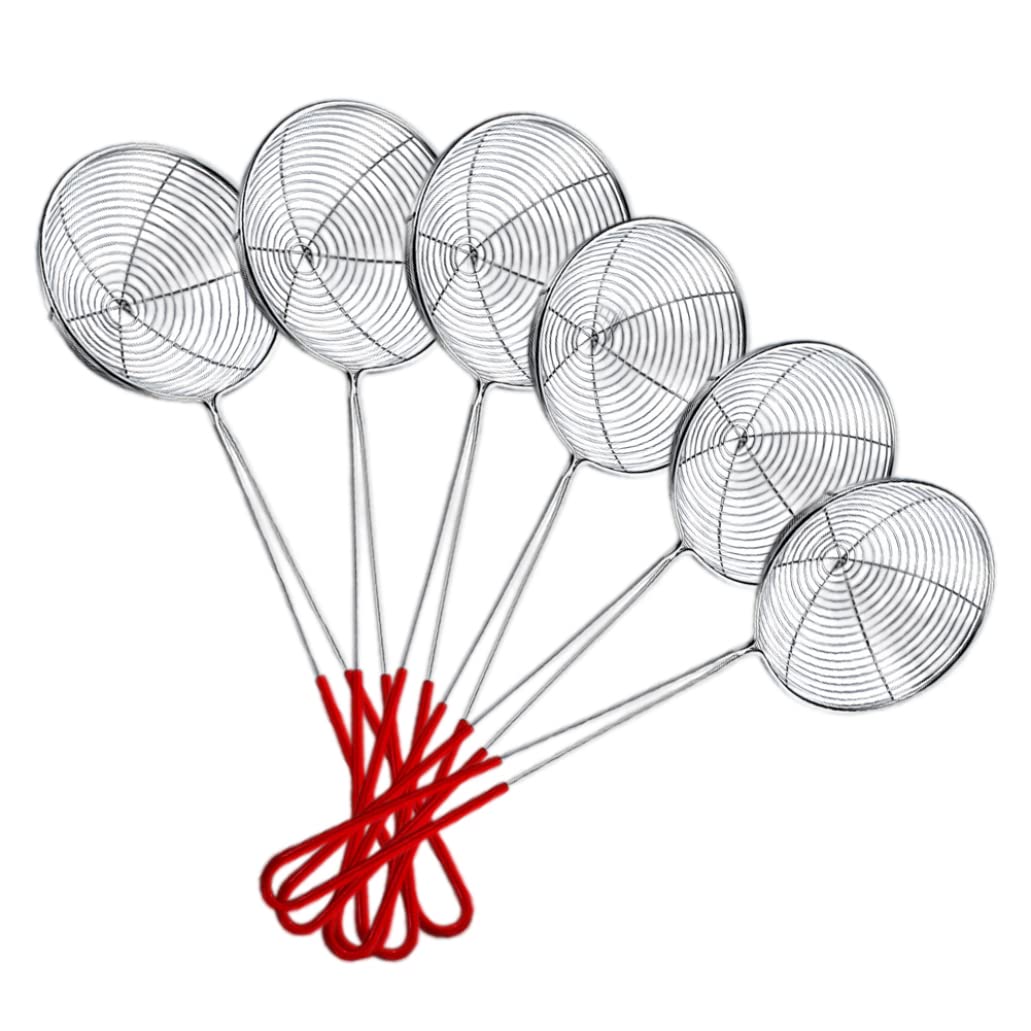 Spider Strainer Hot Pot Wire Skimmer Colander Stainless Steel Frying Spoon with Long Handle 6PCS..