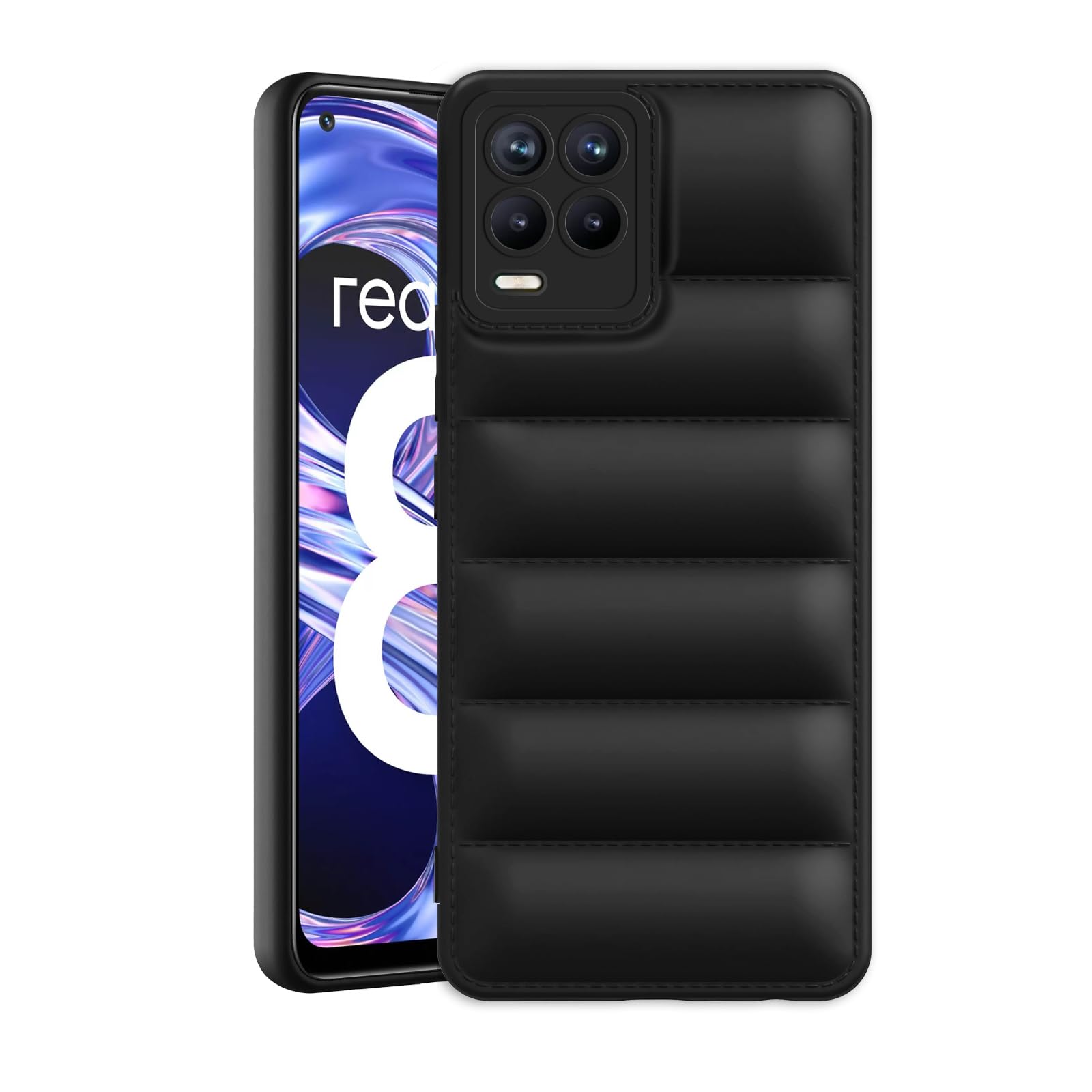 Plus Puffer Case Camera Protection Soft Back Cover for Realme 8 4G - Black (B0CQVH1G8G) Amazon Price History, Amazon Price Tracker