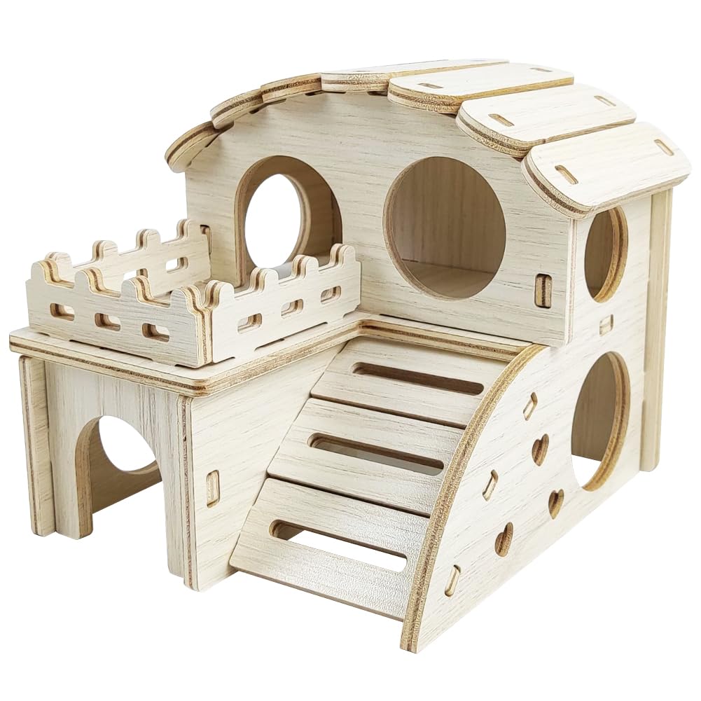UDTGYELF Casa de hámster, Casa Hamster, cabaña de escondite de Animales pequeños para Mascotas de Madera, casa de Vida Natural para hámster Enano Gerbil Rat Chipmunk (18 * 13 * 13 cm)