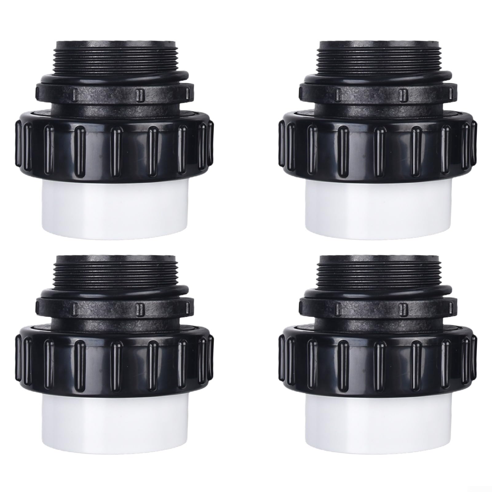 Unión adaptadora MIP a PVC de 2 pulgadas para WhisperFlo y para bombas de piscina IntelliFlo, ajuste de deslizamiento alto ajustado a mano, roscado a junta deslizante, conector blanco y negro para (4