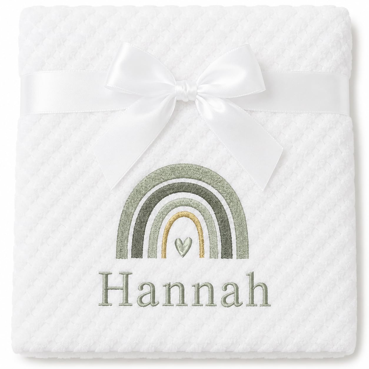 Personalised Baby Waffle Blanket with Name Embroidered Rainbow Gift