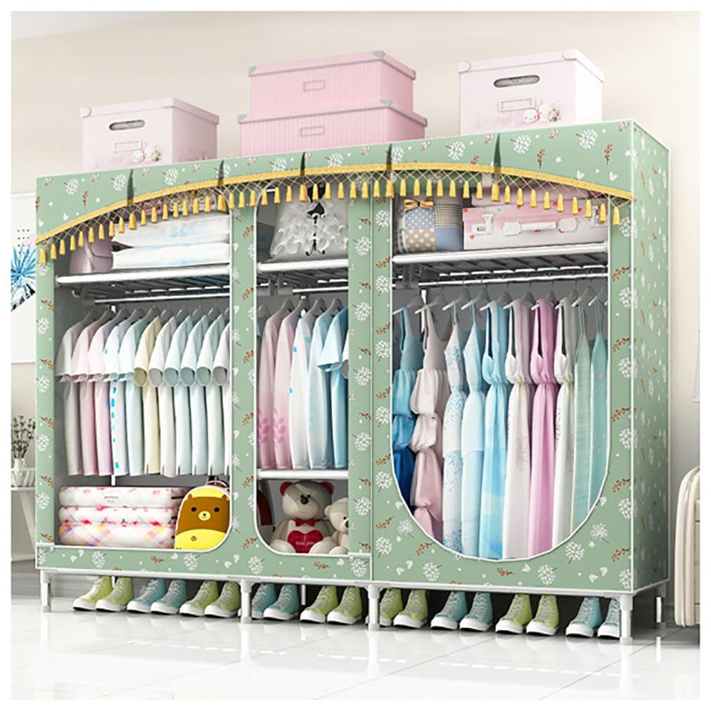 Armoire de rangement portative avec housse tissu 5 étagères et 3 tringles