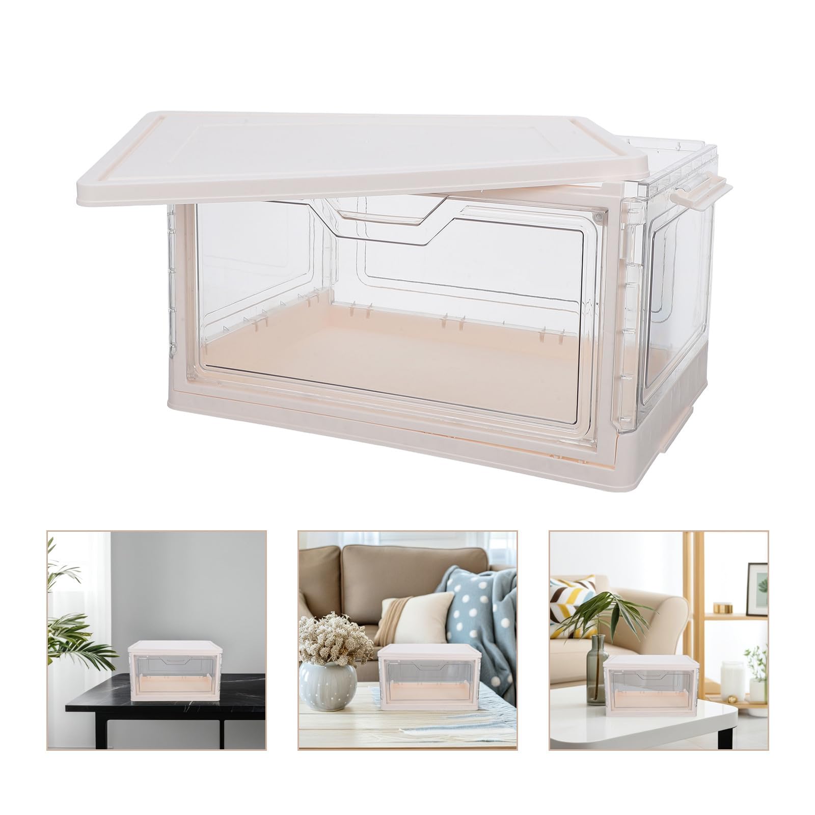 STOBAZA Transparente Stapelbare Kunststoffbox mit Magnetischer Tür und Deckel Stapelbarer Aufbewahrungsbehälter für Snacks und Medizin für Wohnzimmer und Arbeitszimmer