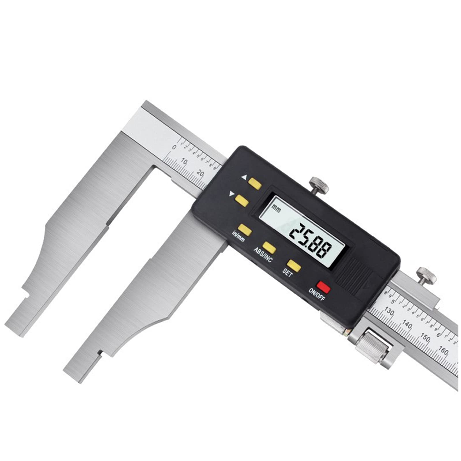 Suwmiarka, Suwmiarka o dużym zakresie pomiarowym - Elektroniczna suwmiarka mikrometryczna z dużym ekranem LCD, wydłużona szczęka pomiarowa, 0-1500 mm/rozmiar szczęki 150 mm