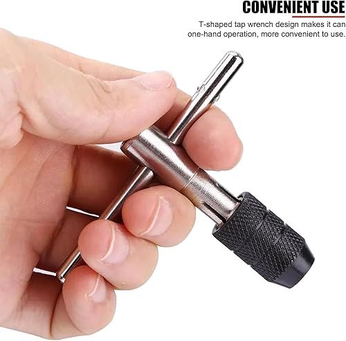 Miniatura 3 de EVTSCAN Juego de llaves de grifo con mango en T, mandril ajustable, con 4 tornillos M3 a M6 y 4 brocas giratorias, para roscar a mano