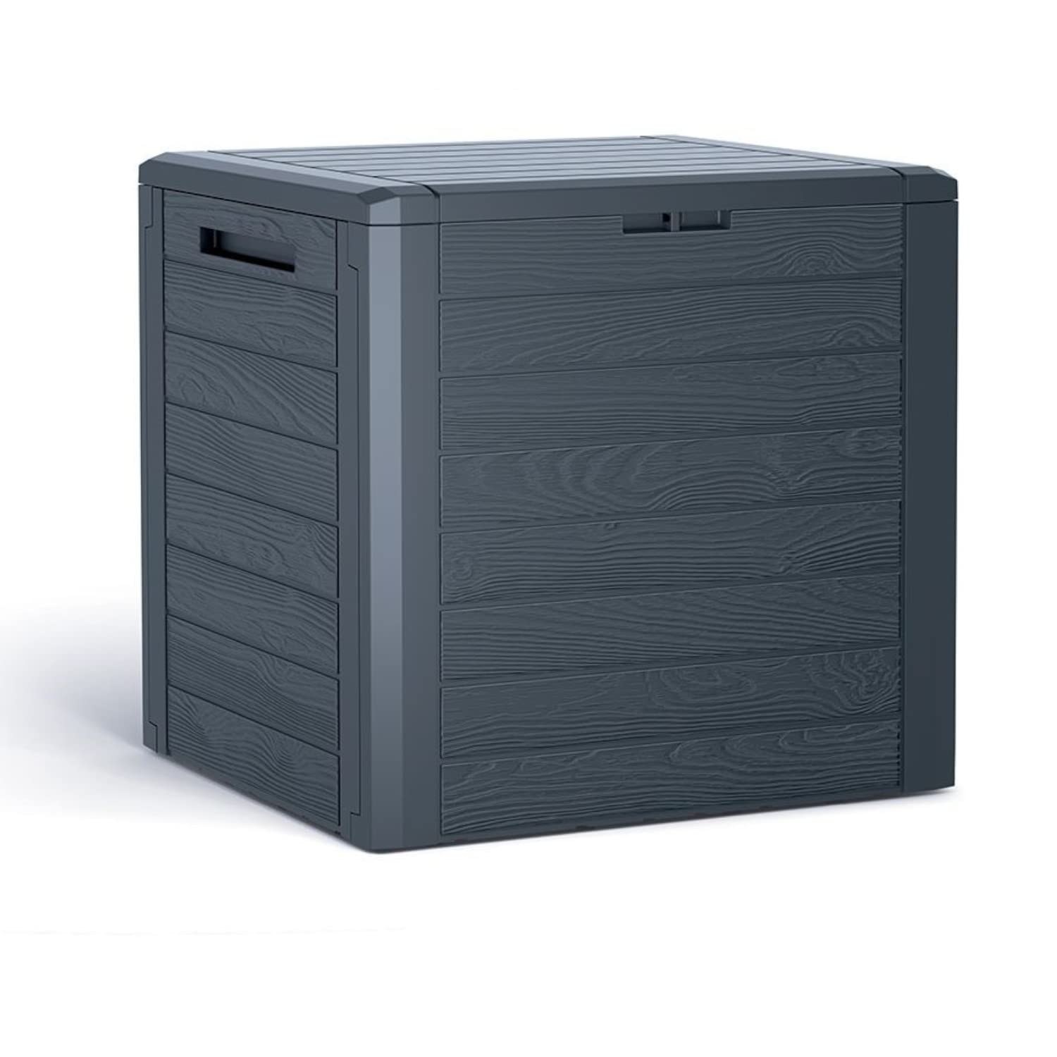 Prosperplast Charcoal Woodebox Garden Box Cushion Box Cushion Chest Garden Chest Lockable Plastic 140 Litres (Anthracite), (Za4901)