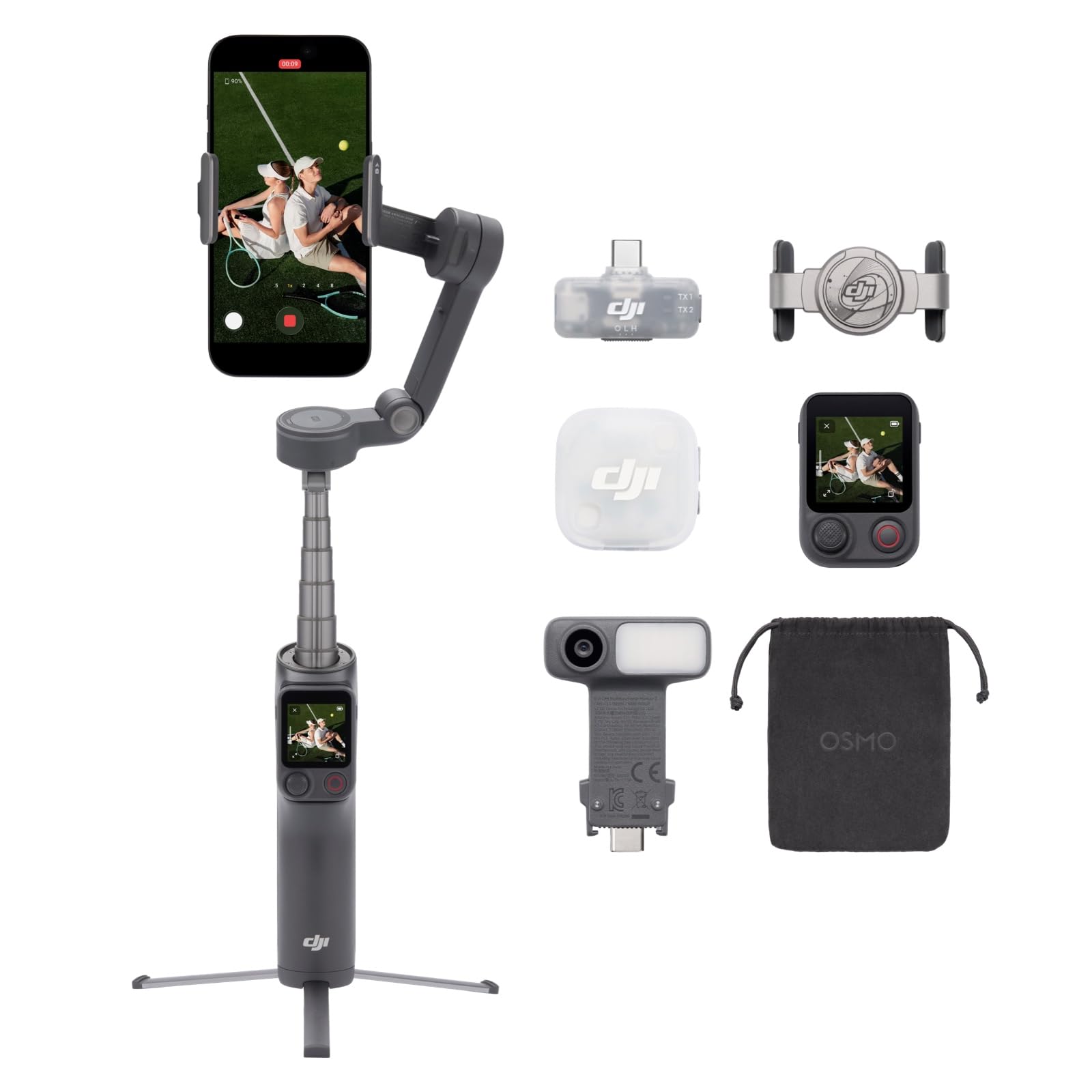 Osmo Mobile 8P + Mic Mini 2 Transmitter, Gimbal Stabilizer for