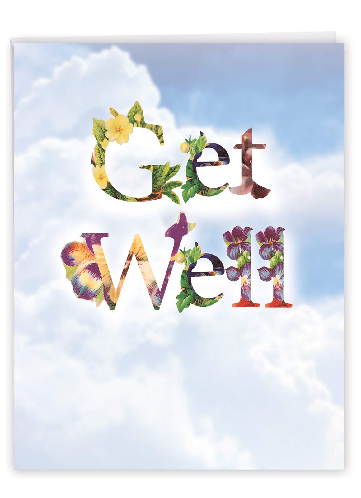 NobleWorks - Jumbo Get Well Greeting Card (8.5 x 11 Inch) - Beautiful Feel Better Soon, Group Notecard - Bunches of Well Wishes J2359CGWG