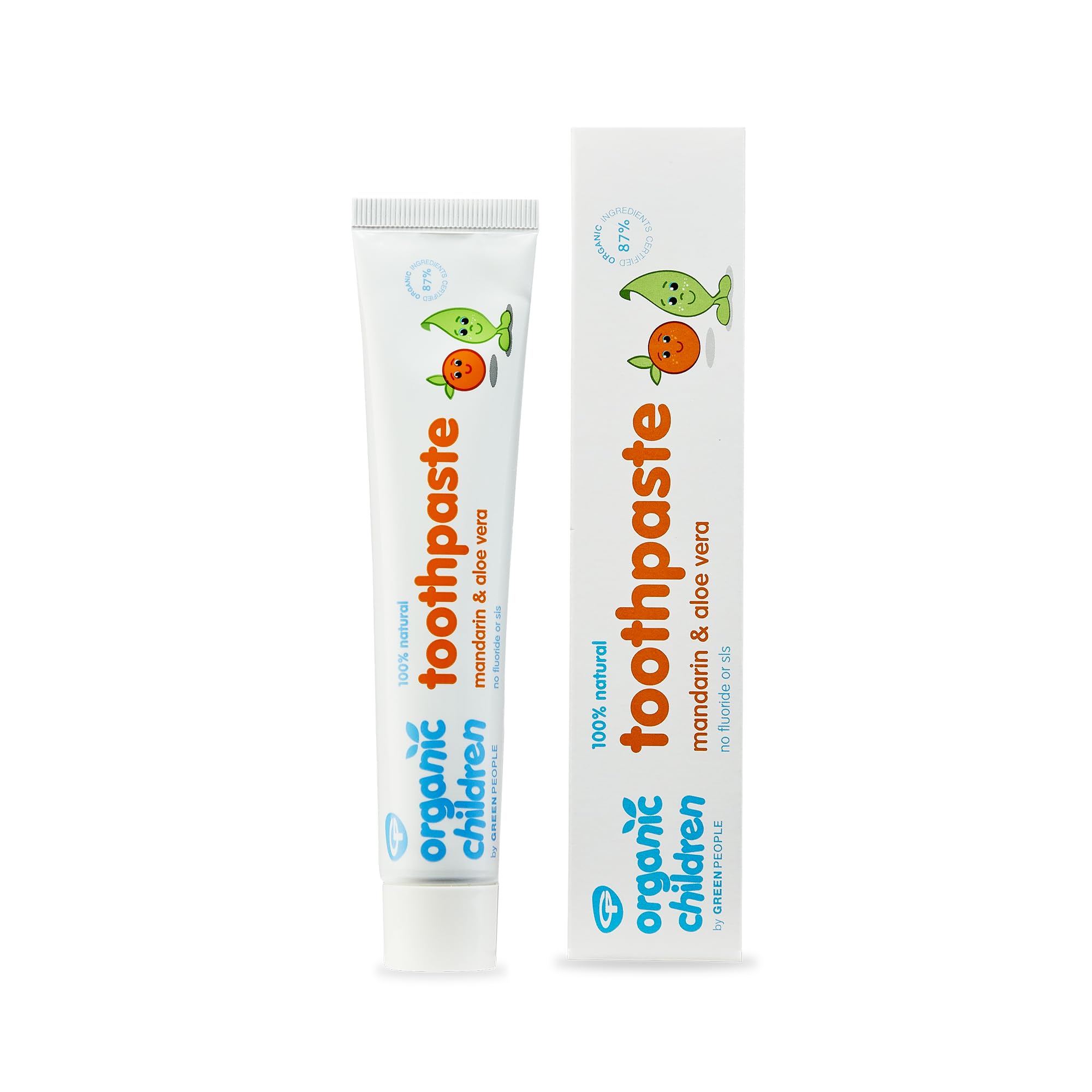 Green People Organic Children Mandarin & Aloe Vera Toothpaste 50ml | 100% Natural Toothpaste for Babies & Kids | Safe if Swallowed | Fluoride Free & SLS Free | Non Mint Toothpaste for Kids