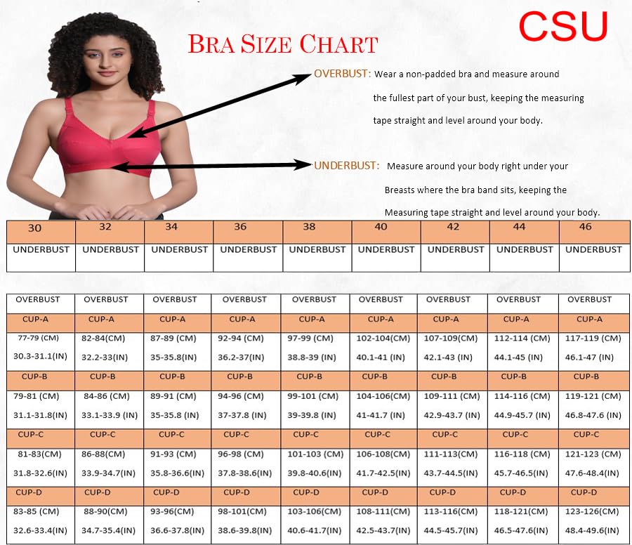 Image of CSU Women's Cotton Full Coverage Non-Padded Wire Free T-Shirt Bra Combo